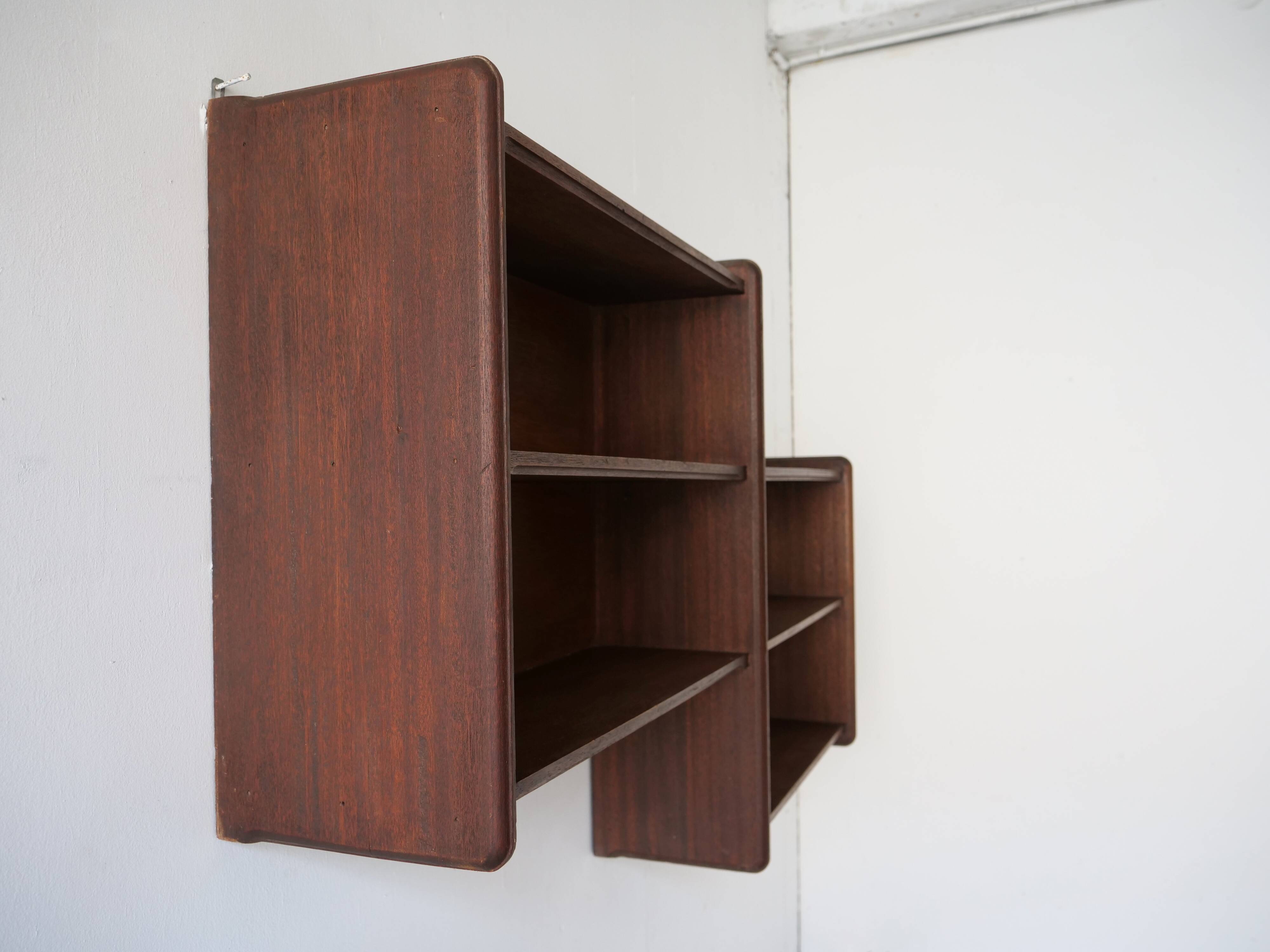 Art deco wall shelf in solid wood