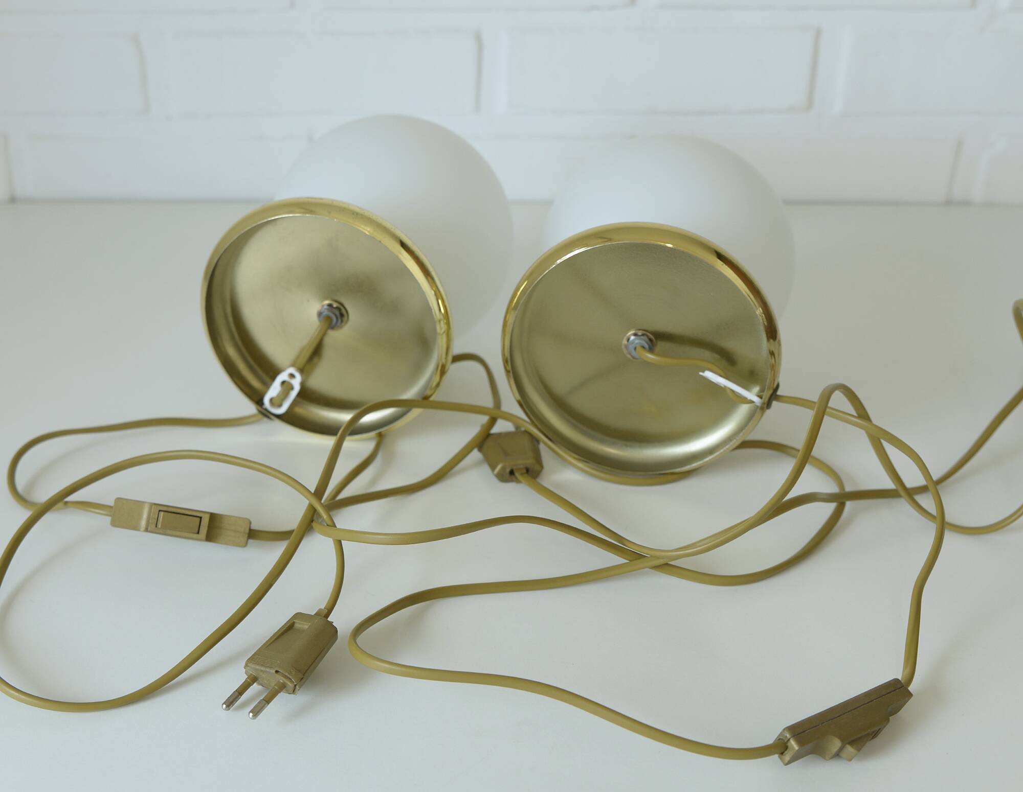 Pair of vintage gold bedside lamps desk lights from 80s retro table lights