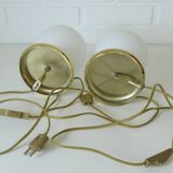 Pair of vintage gold bedside lamps desk lights from 80s retro table lights