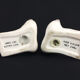 Pair of vintage handends in white ceramic to be used to comfort. Year 80
