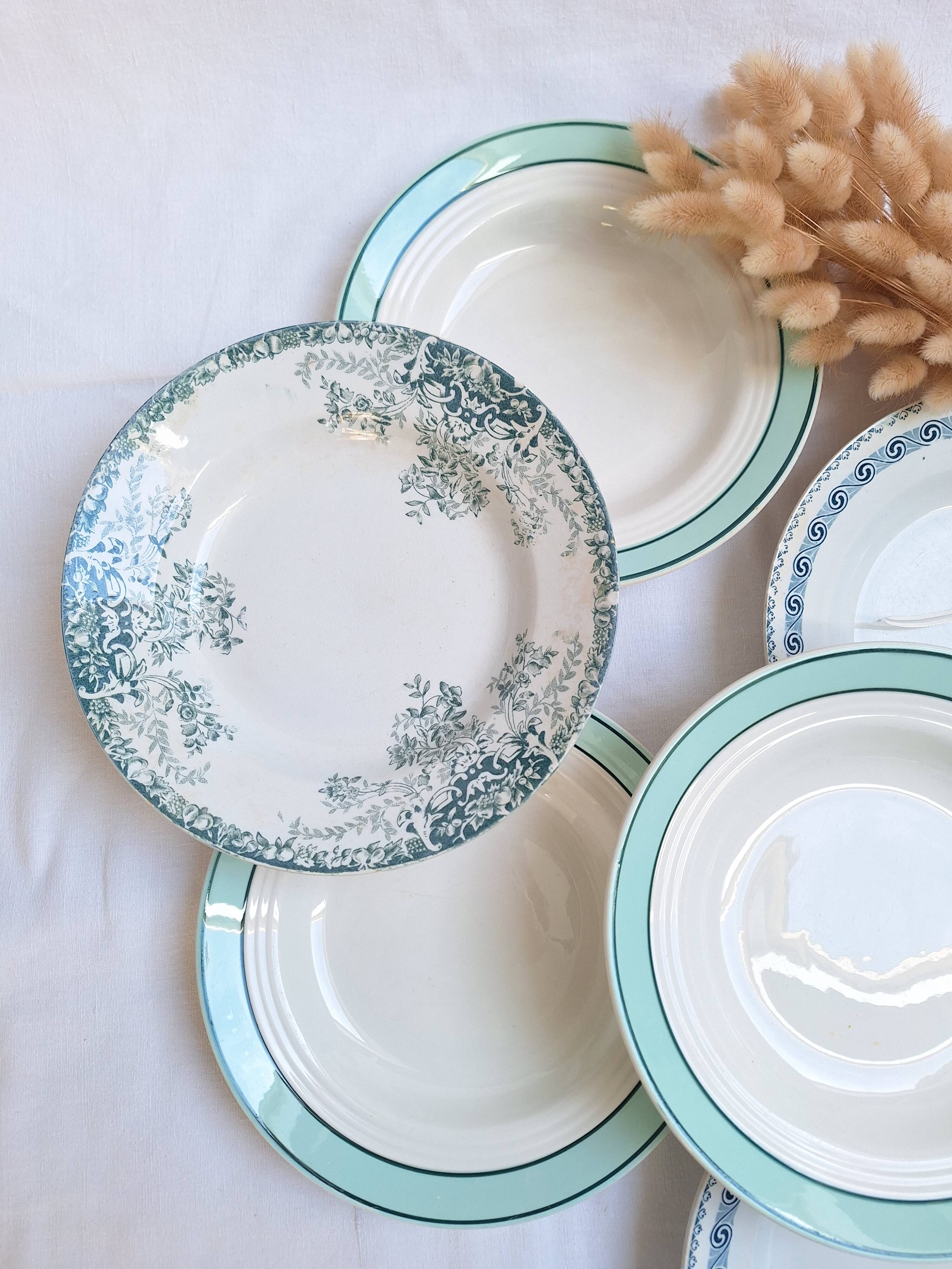 Assiettes creuses vertes St Amand, Céranord