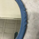 Blue wood oval mirror 30x45cm
