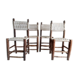 Brutalist wooden and rope chairs