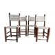 Chaises en bois brutaliste et corde