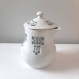 Vintage cream pot with Art Deco pattern and its lid.
