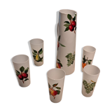 Set with orangeade 1 carafe and 5 glasses in opaline Orwal France
