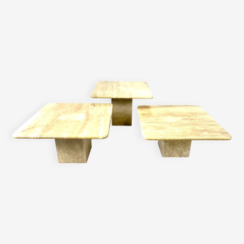 Vintage travertine nesting tables or side tables, 1970s