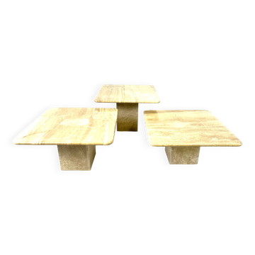 Vintage travertine nesting tables or side tables, 1970s