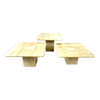 Vintage travertine nesting tables or side tables, 1970s