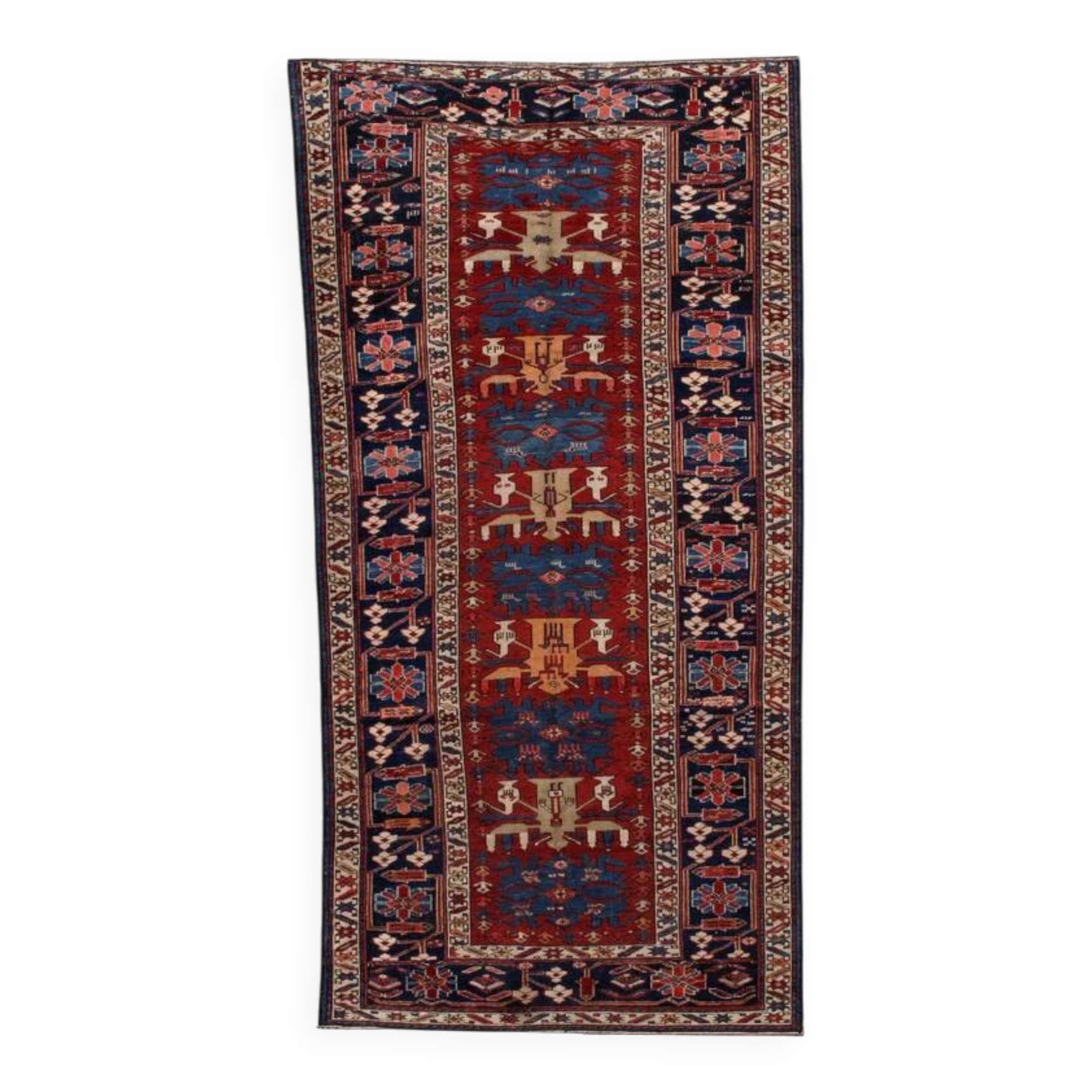 Handmade antique Caucasian Shirvan rug 134cm x 271cm 1880s - 1B491