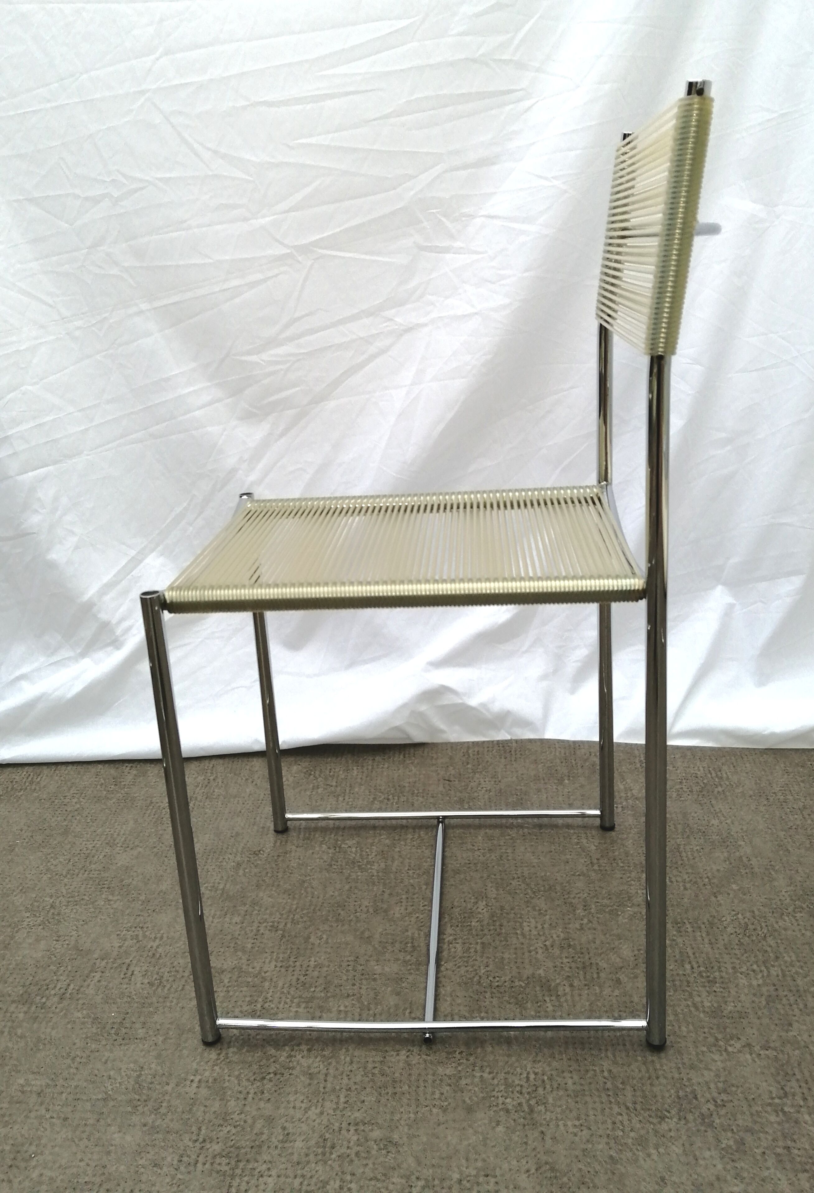 Set of 6 chrome spaghetti chairs model 101 of Belotti for Alias of the 70s-80s