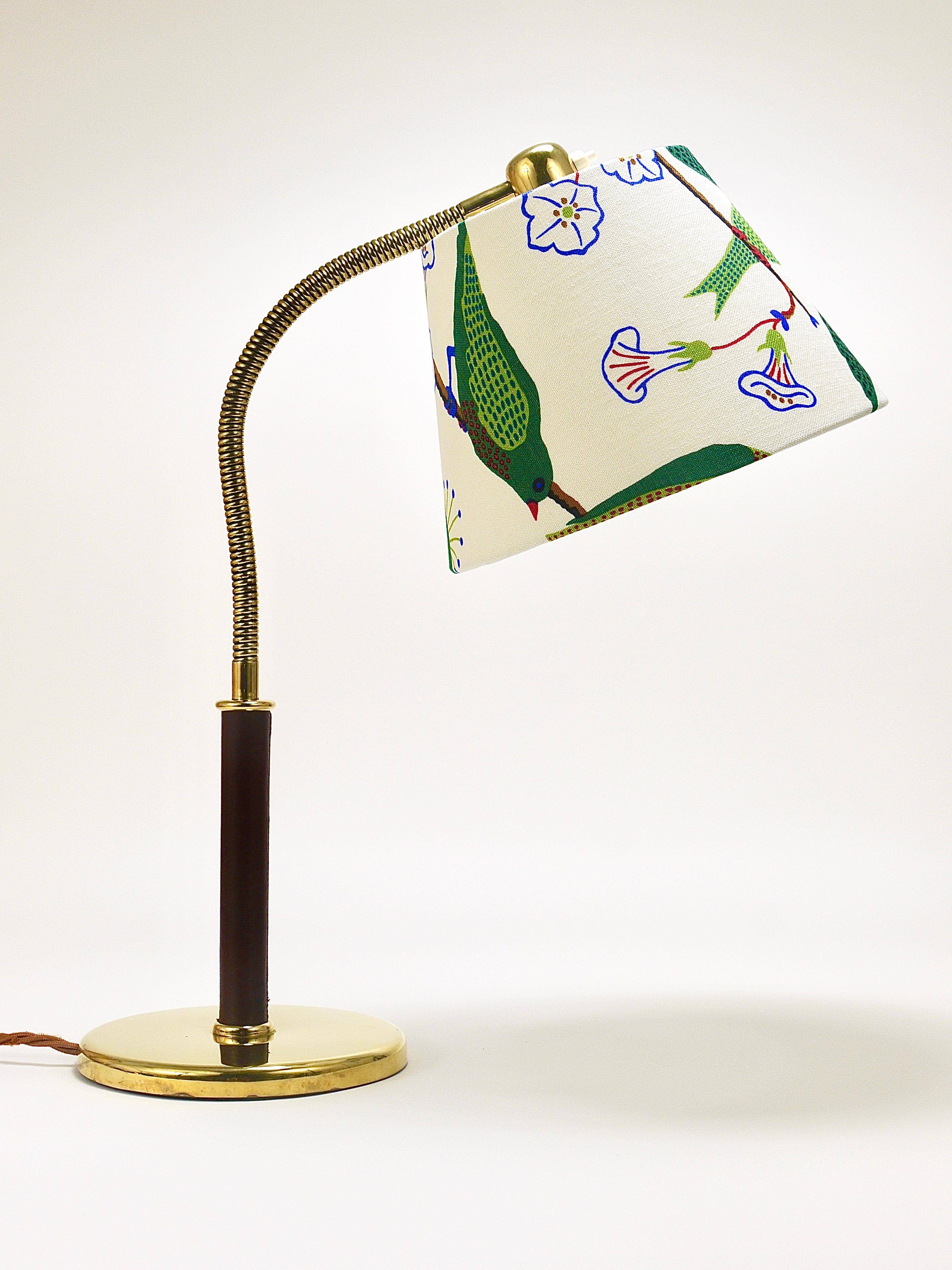 Table Lamp Josef Frank J.T. Kalmar Table Everywhere, Brass & Leather, Austria, 1930