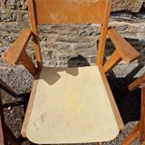 Set of 3 bridge armchairs with compass legs from the 50s/60s