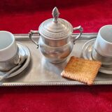 Earthenware and pewter coffee service