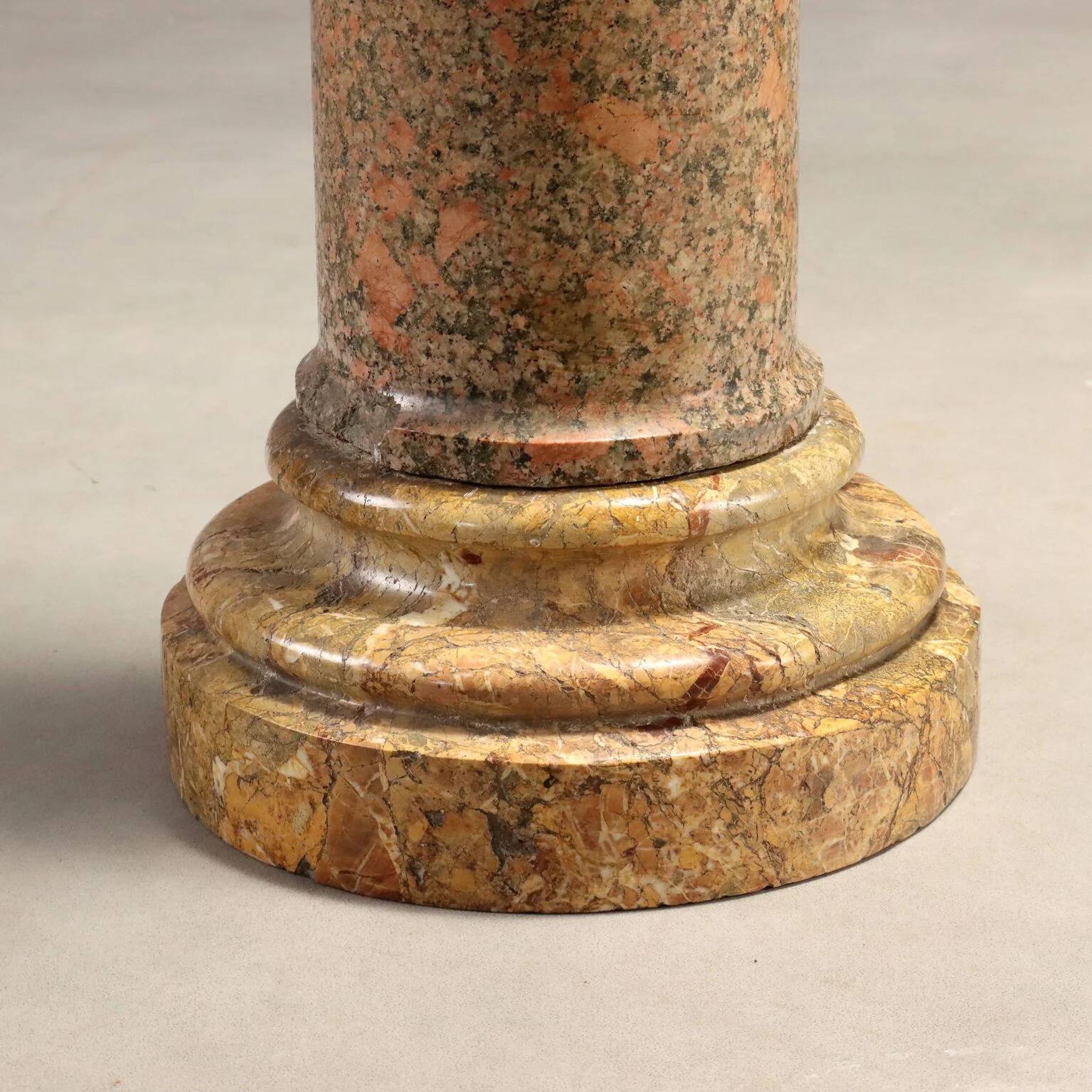 Pair of columns in breccia marble and granite - Italy 19th century