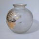 Frosted Glass Ball Vase with Golden Botanical Decoration — Signed Adat — Circa 1950