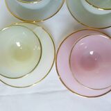 4 tasses et sous tasses harlequin vintage en arcopal 221043