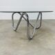 Round coffee table 70s chrome and smoked glass space age extra