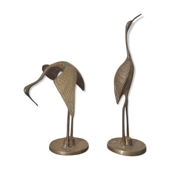 Couple hérons en laiton vintage