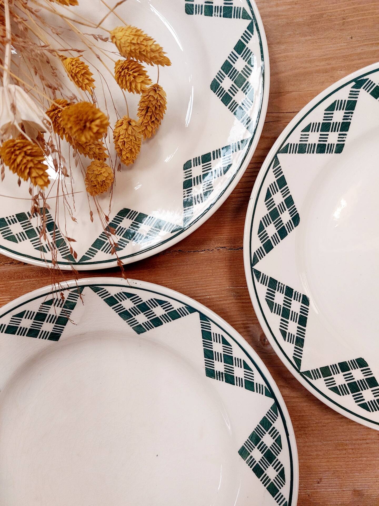 3 assiettes plates terre de fer - Saint Amand