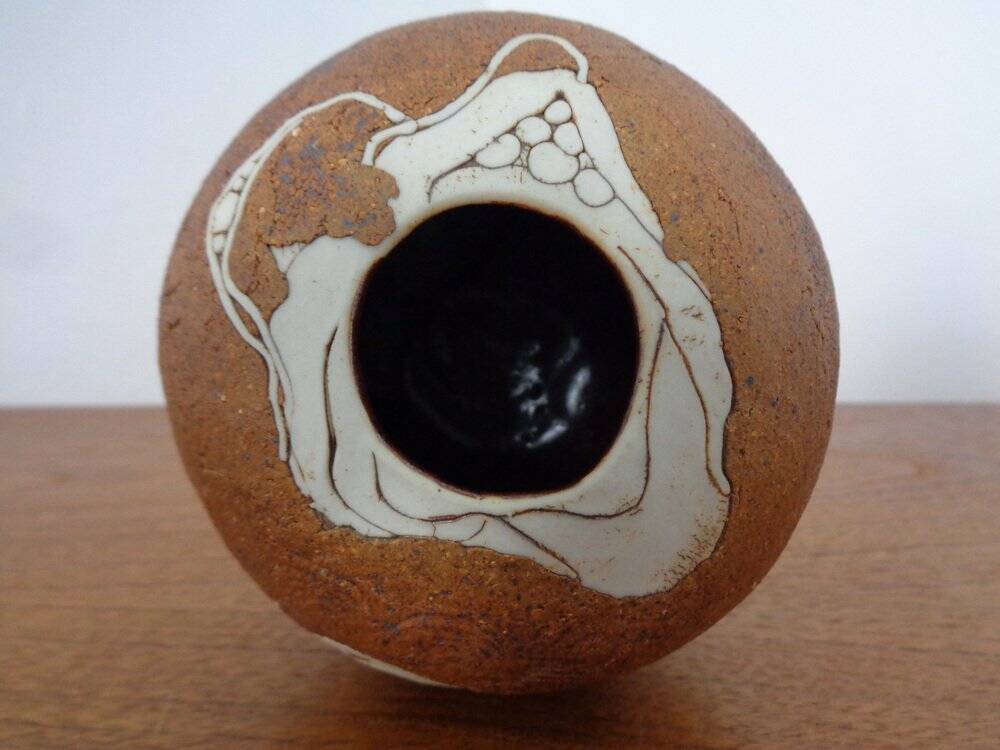 Danish Raku Studio Pottery Vase, 1960s