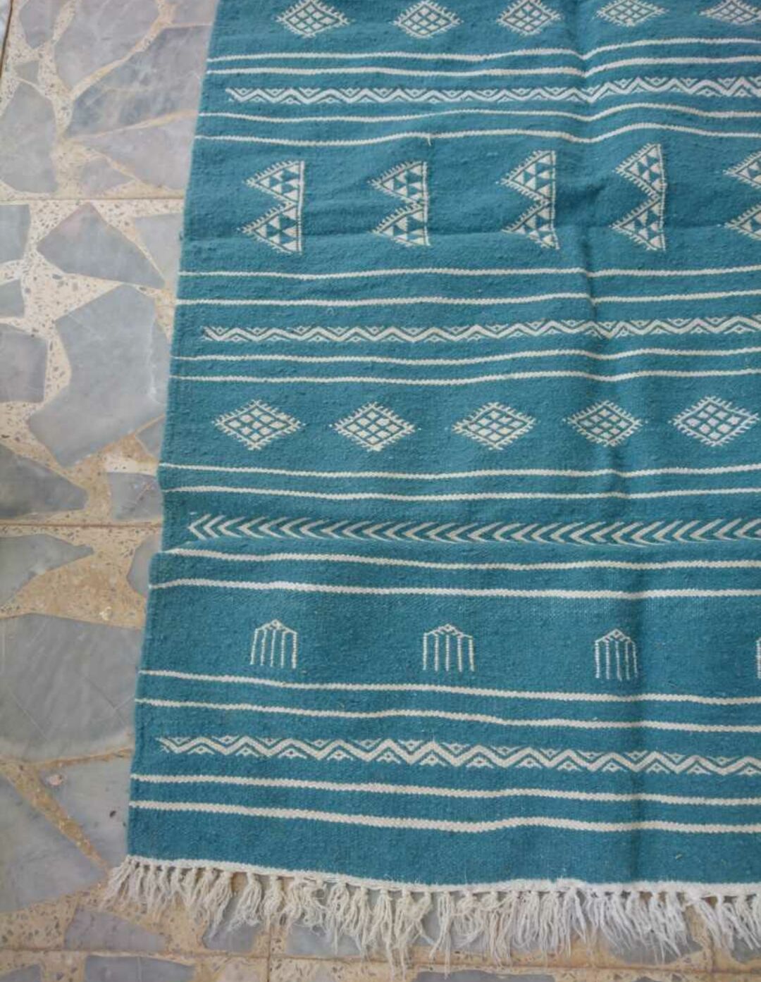 Kilim blue and white handmade  95x140cm