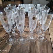 Set of 12 vintage Italian crystal champagne flutes Capri model with original boxes
