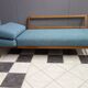 Blue fabric daybed wood frame 1960s