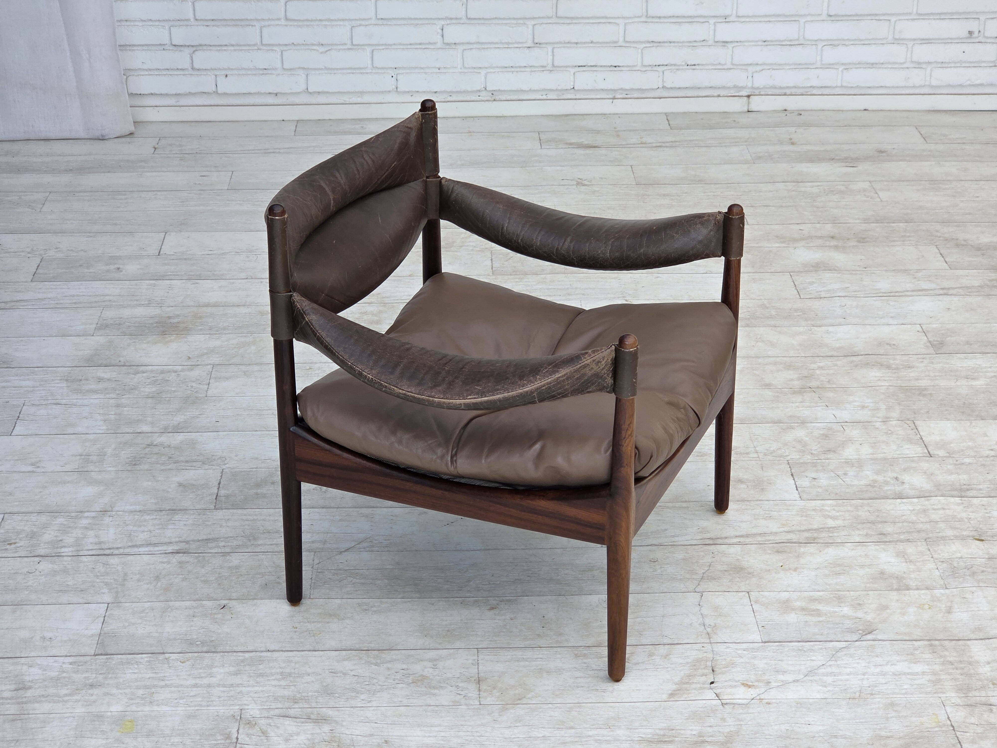 Années 1970, design danois par Kristian Vedel, fauteuil modèle "Modus".