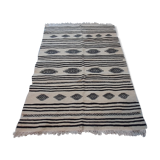 Striped beige wool handmade rug - 150x110cm