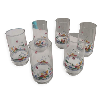 6 glasses vintage floral patterns