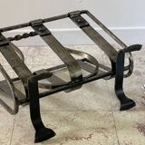 Vintage Brutalist Steel Magazine Rack