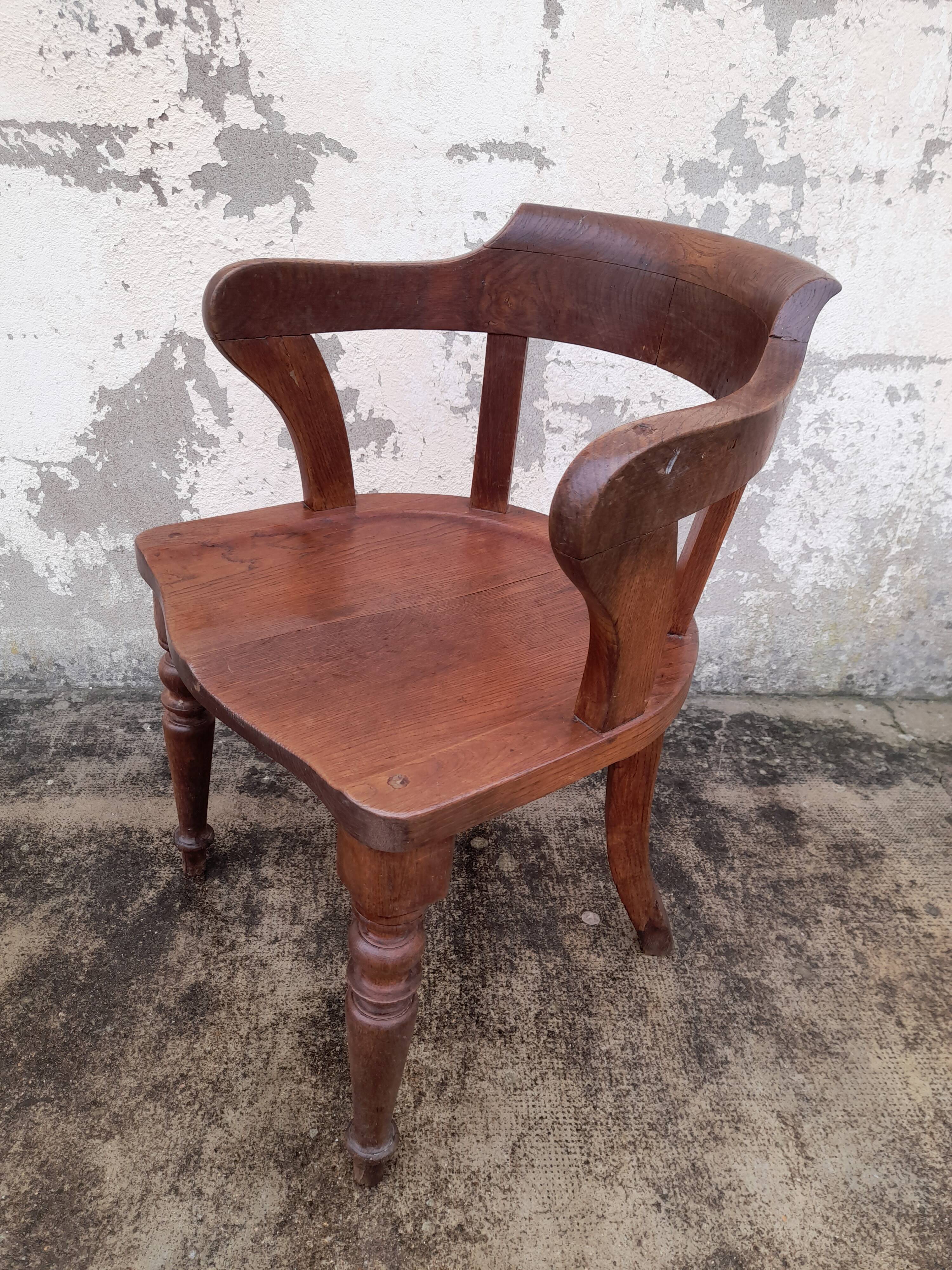 Fauteuil de bureau Louis Philippe en chêne