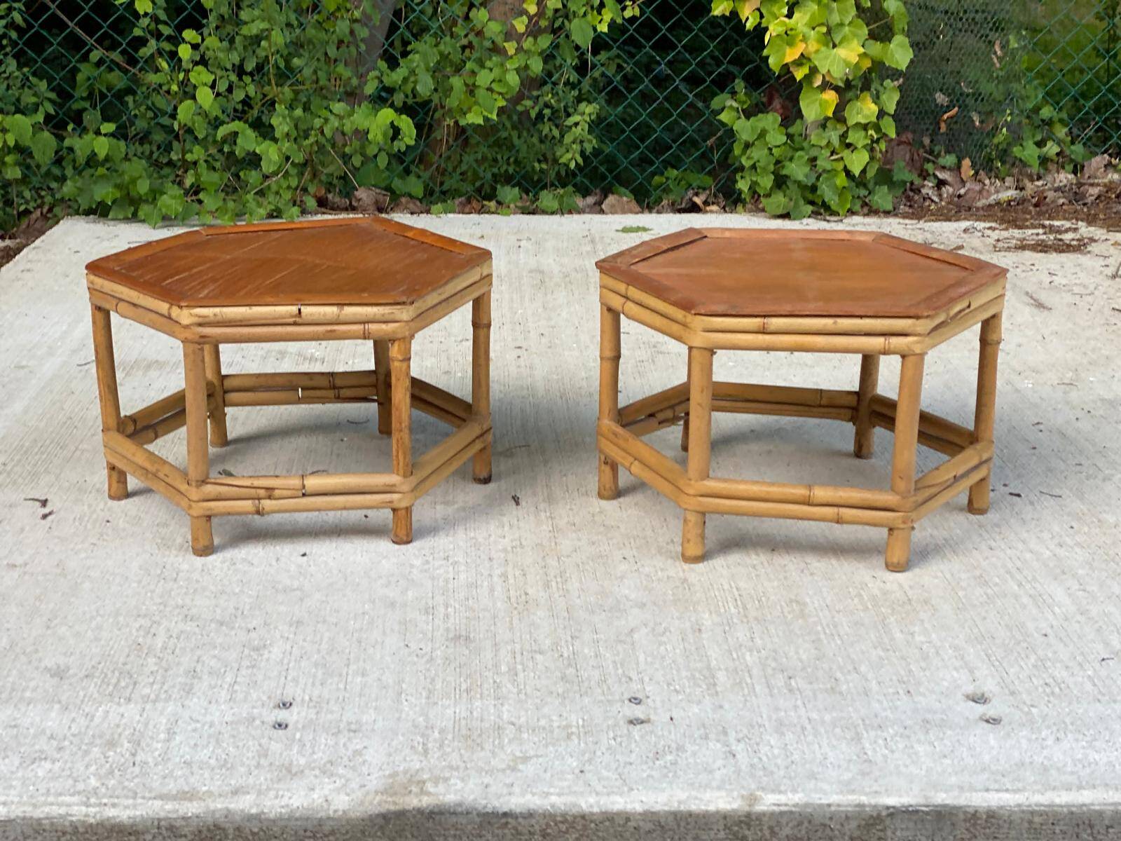 2 vintage bamboo coffee tables