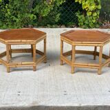 2 tables basses en bambou vintage