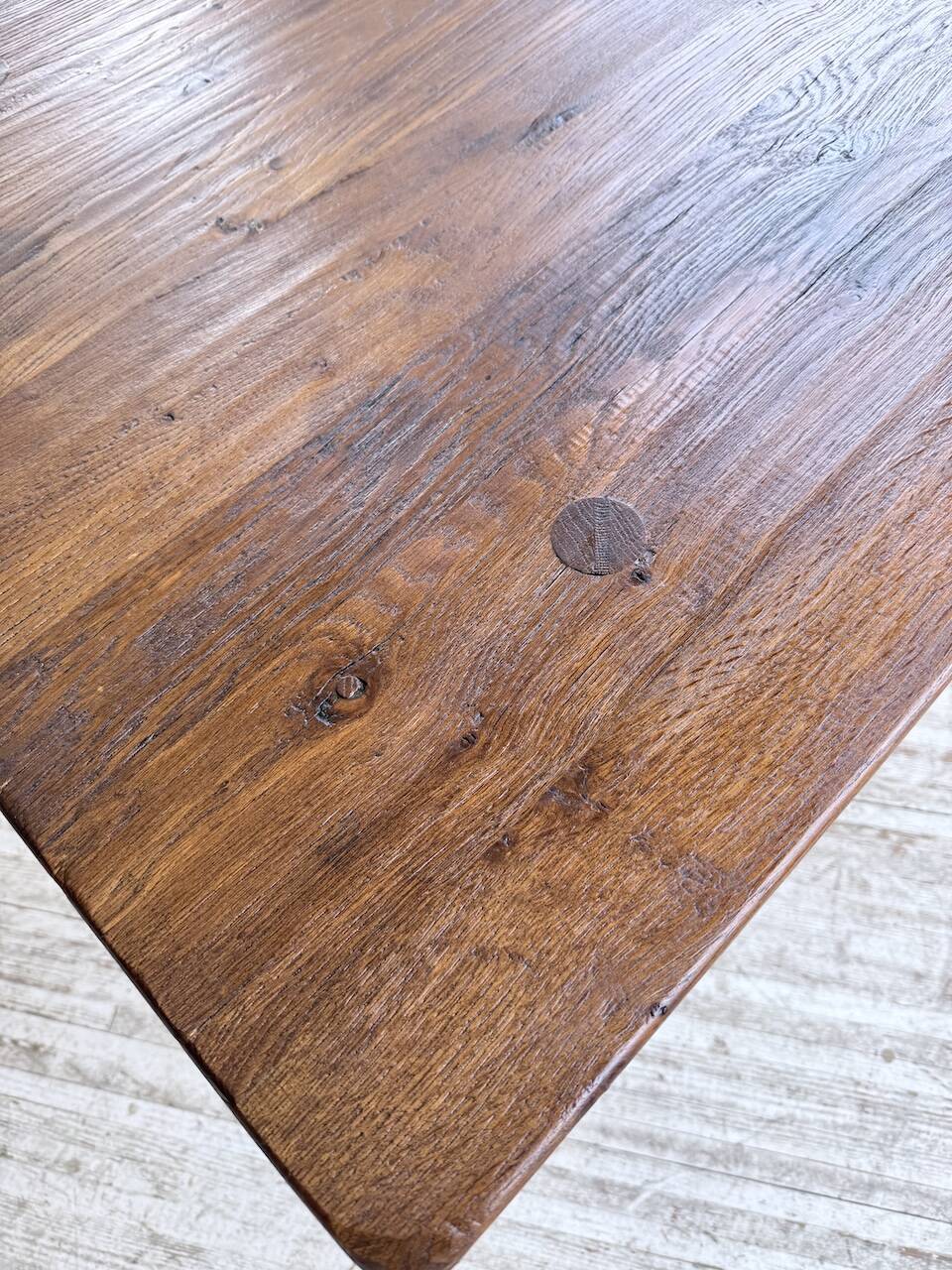 Brutalist oak table by De Puydt, Belgium 1970