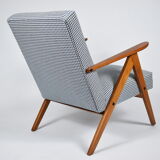 Fauteuil original vintage 60s, édition VAR, entièrement restauré, tissu de poule, élégant