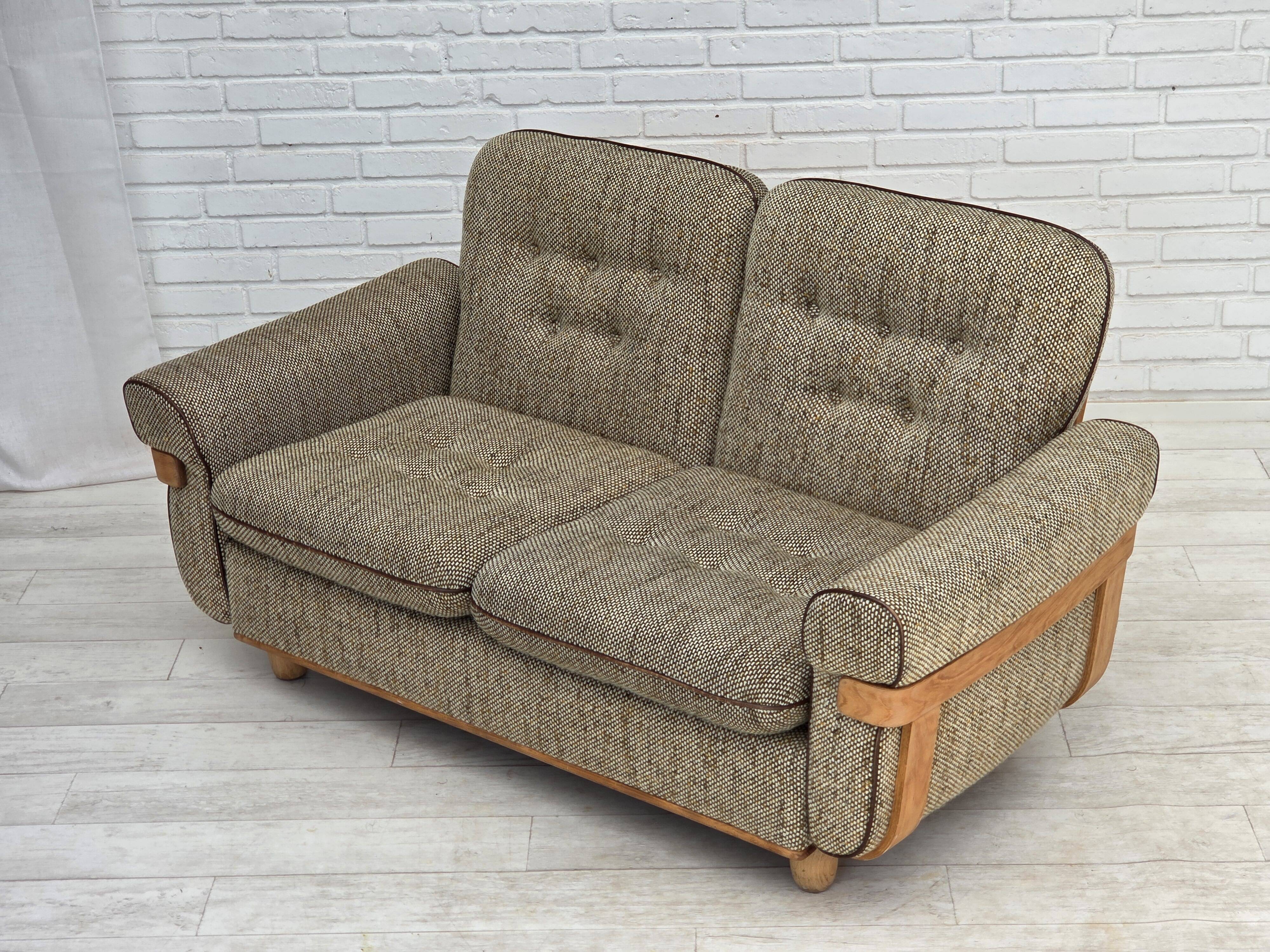 1970s, Danish 2-seater sofa, original condition, furniture wool, bentwood.