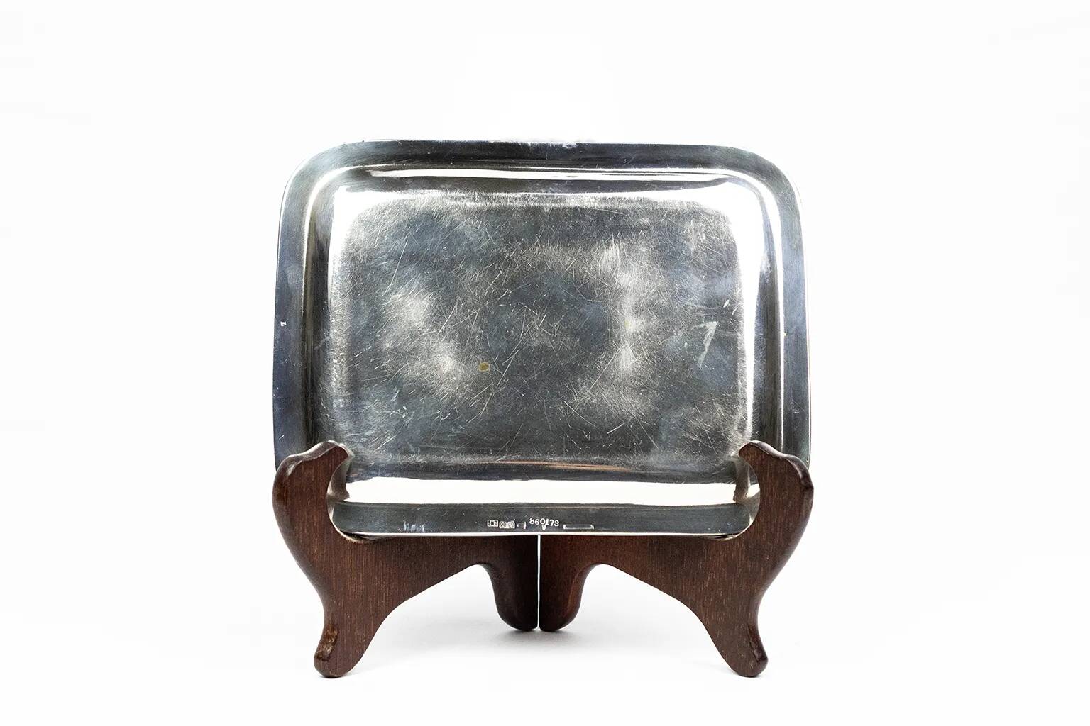 Small silver-plated metal tray with monogram — Christofle, Belle Époque
