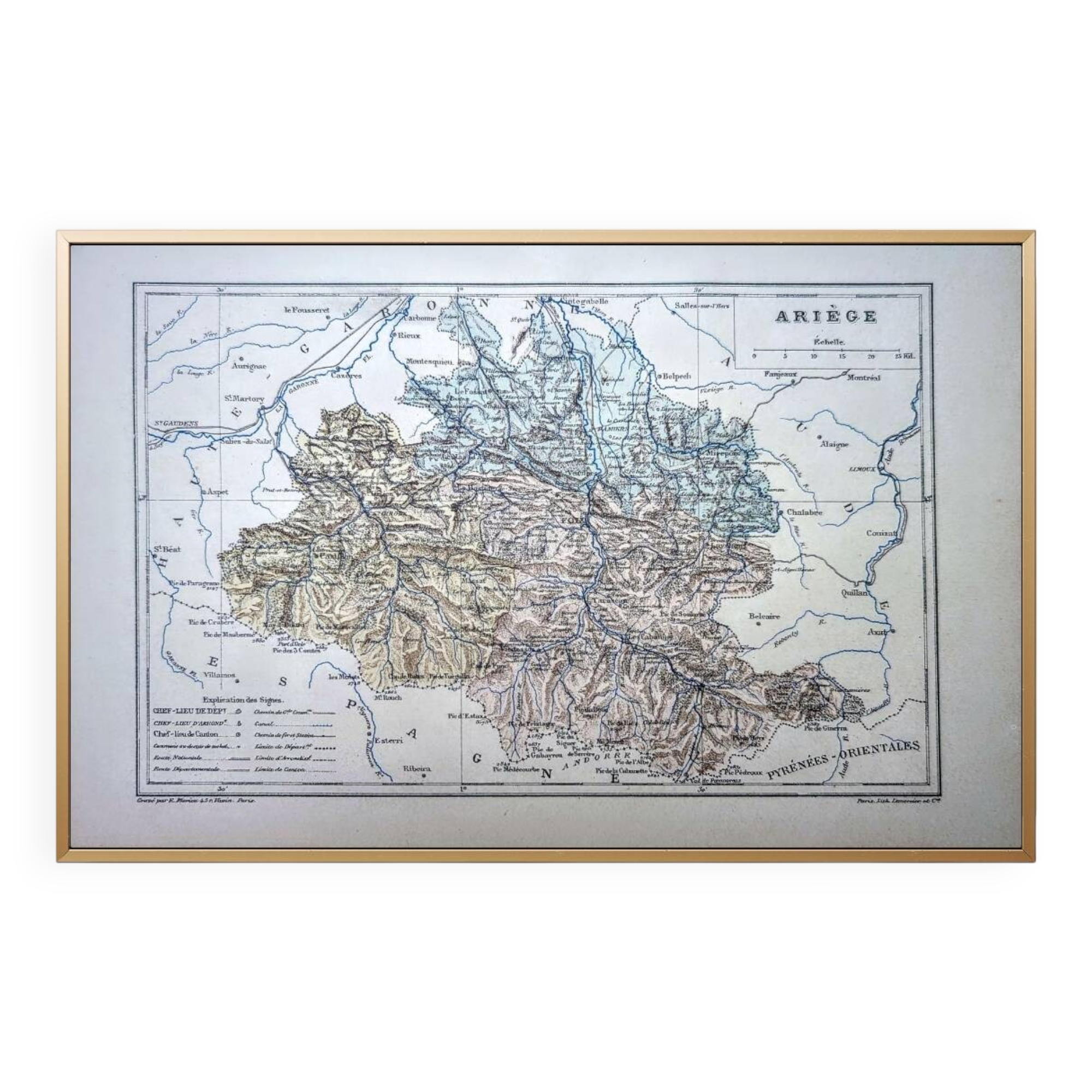 Imprimée en 1889, l'Ariège, Occitanie.