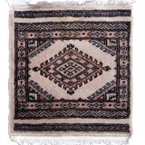 Tapis vintage fait main Boukhara – 39 x 42 cm – Design traditionnel