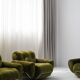 Three seater sofa and armchairs dining set by Adriano Piazzesi, reupholstered olive velvet