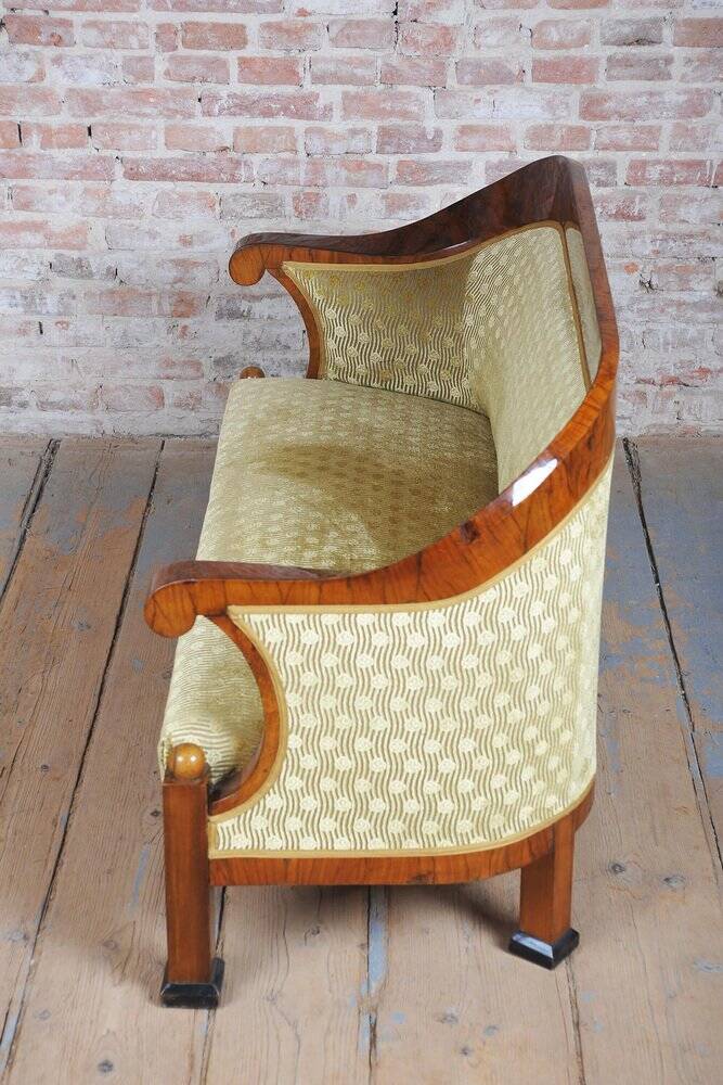 Empire Upholstered and Inlaid Walnut Living Room Set, Austria, 1810s, Set of 3