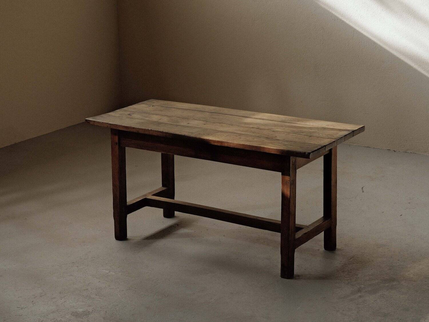 Handcrafted solid oak farmhouse table – France, 1950s
