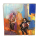 Oil Painting Canvas Deloison Musician Accordion Couple Dancing