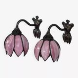 Pair of iron and glass wall lights