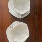 set of 2 Art Deco porcelain tea cups from Czechoslovakia
