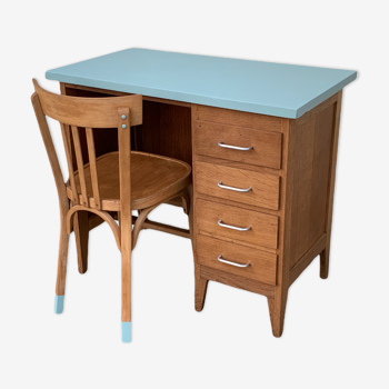 Vintage desk compass feet 1950 and its Baumann chair