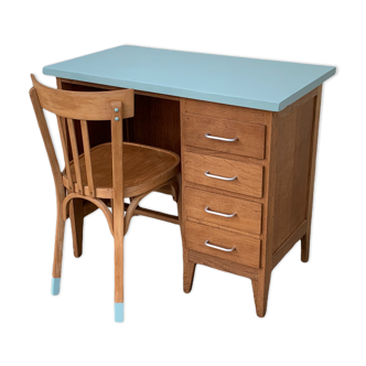 Vintage desk compass feet 1950 and its Baumann chair