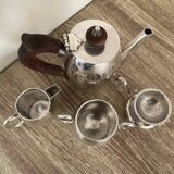 4-piece tea set egoiste 1 person in antique silver metal